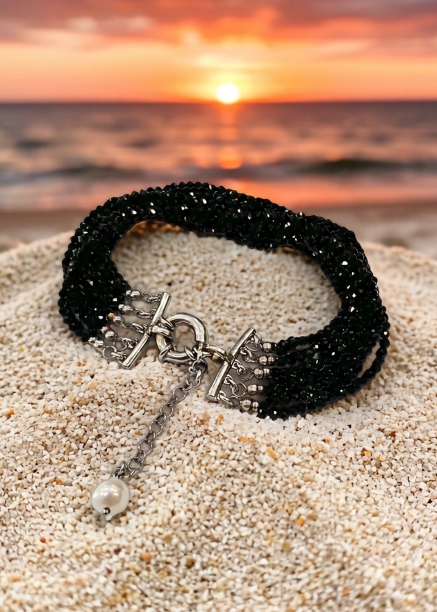 Bracciale multifili  in Cristalli Spinello mm 3 – Argento 925
