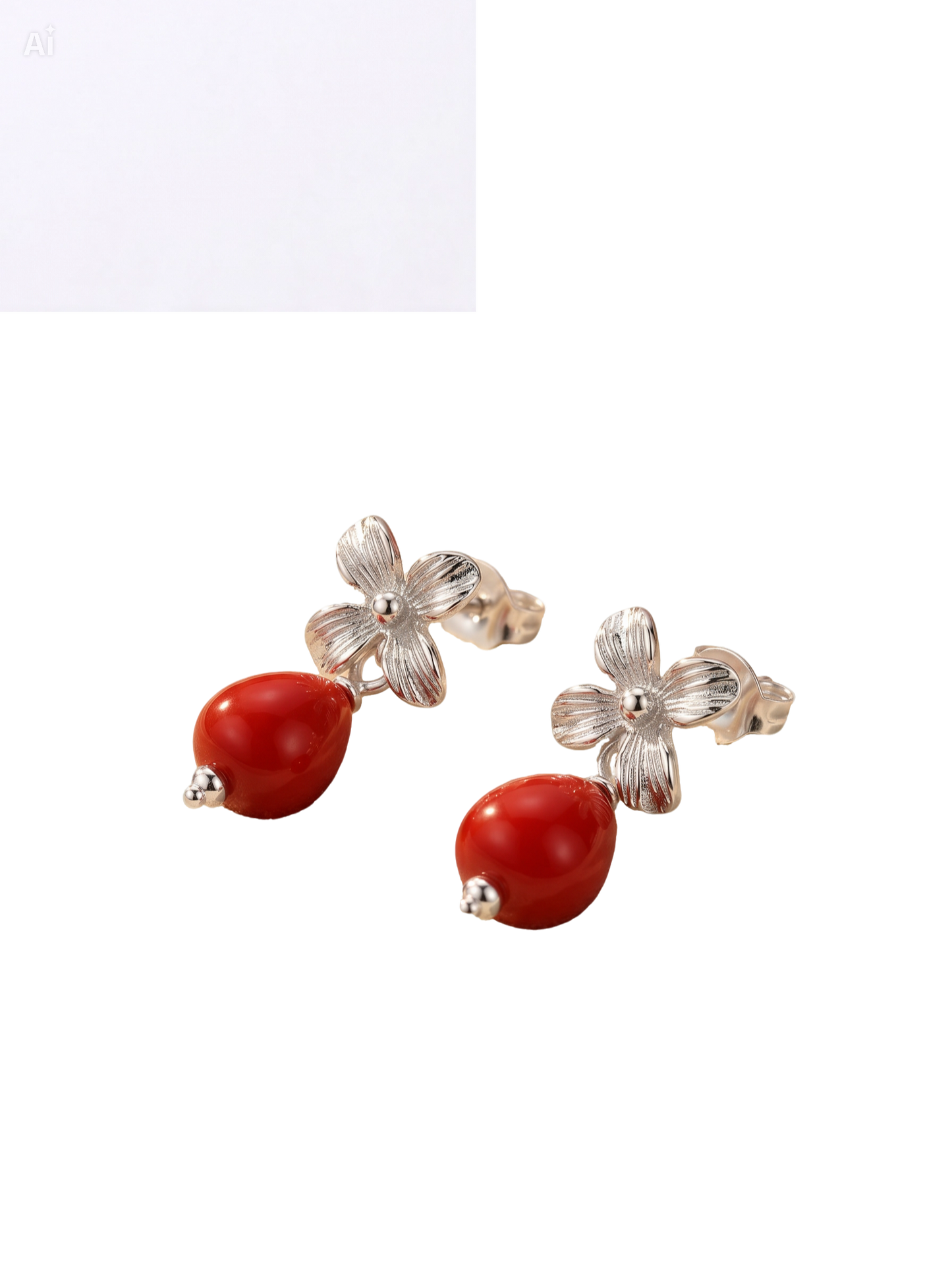 Orecchini Collezione Daphne in Argento 925 e Corallo Mediterraneo