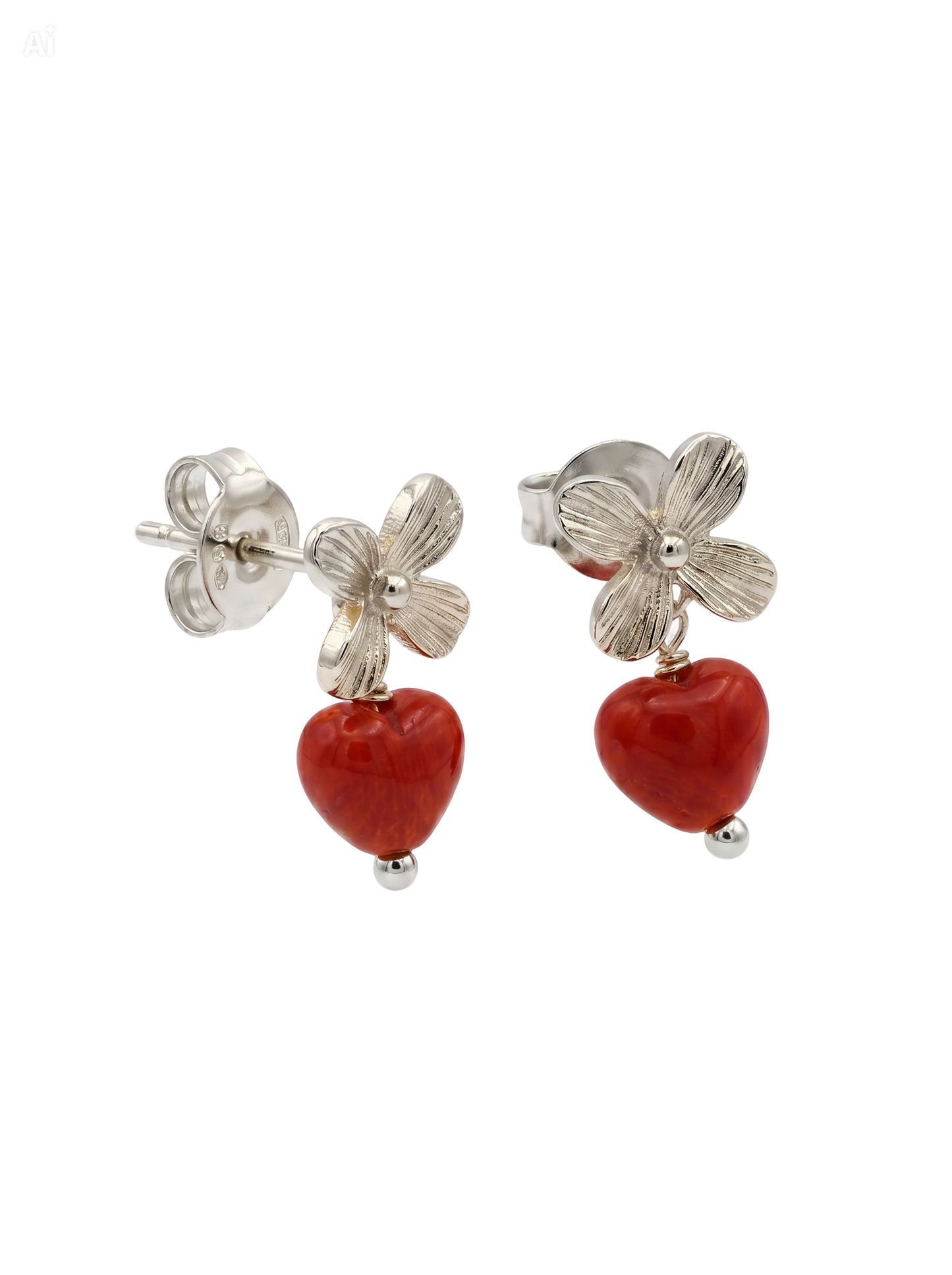 Orecchini Collezione Daphne in Argento 925 e Corallo Mediterraneo