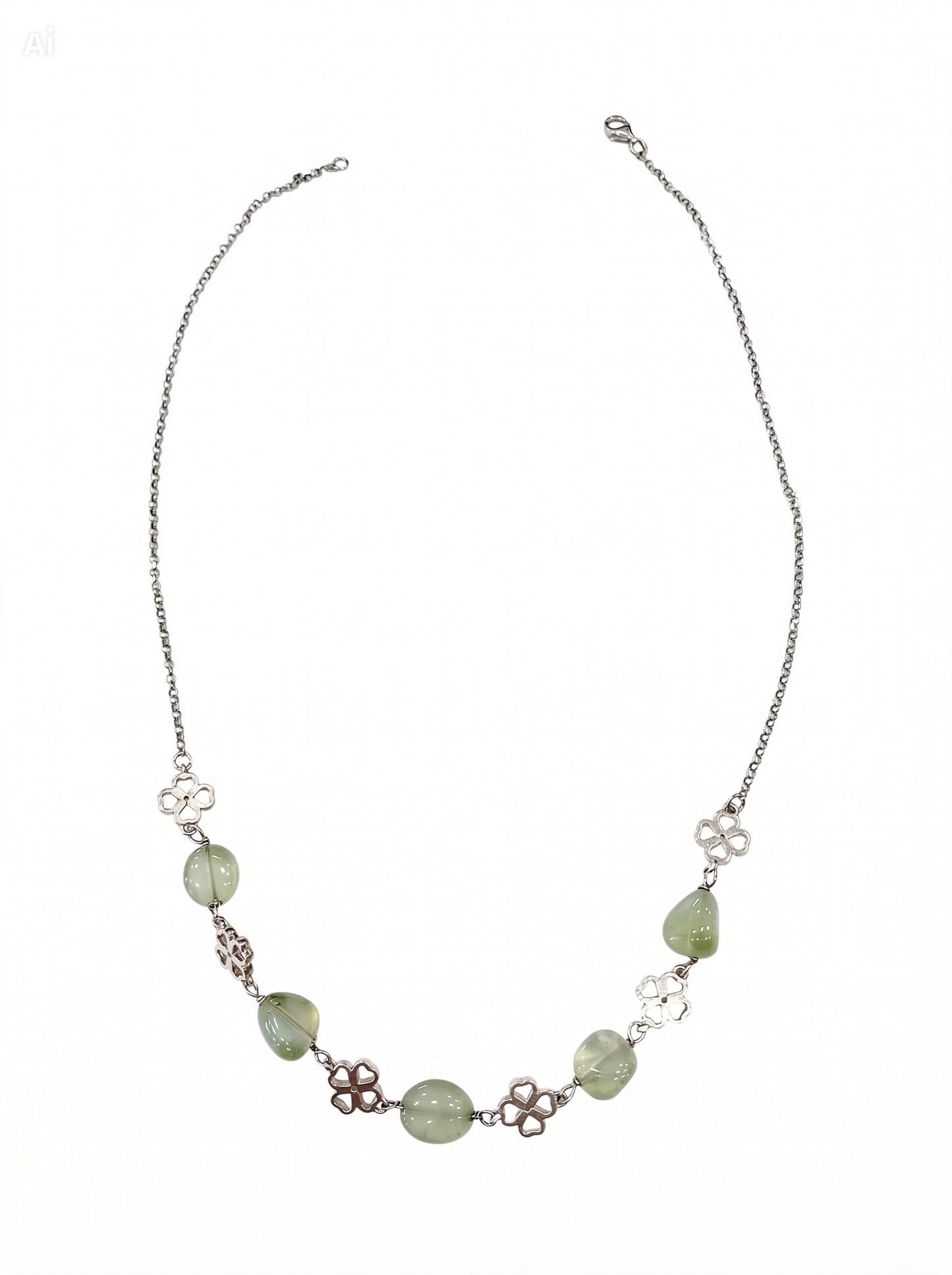 Collana Collezione Lucky Quadrifoglio– Peridoto- Argento 925 – cm 45