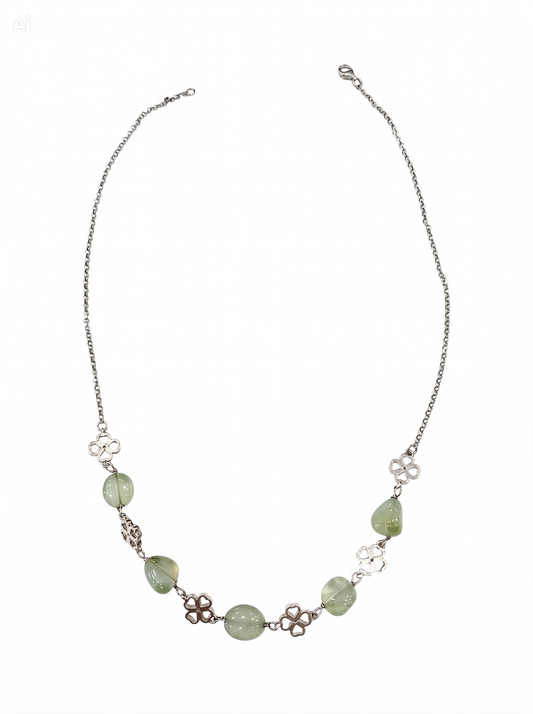 Collana Collezione Lucky Quadrifoglio– Peridoto- Argento 925 – cm 45
