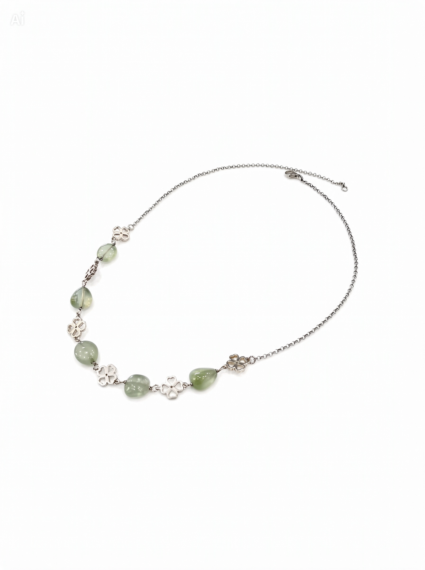 Collana Collezione Lucky Quadrifoglio– Peridoto- Argento 925 – cm 45