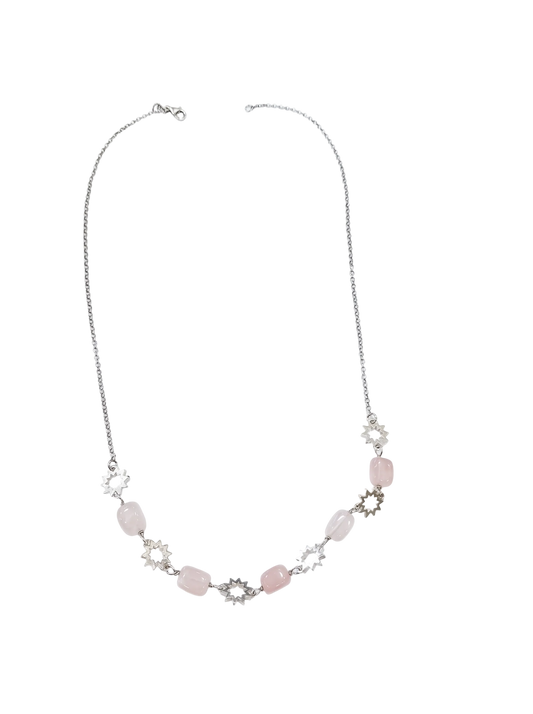 Collana Collezione Lucky Sole– Quarzo Rosa- Argento 925 – cm 45