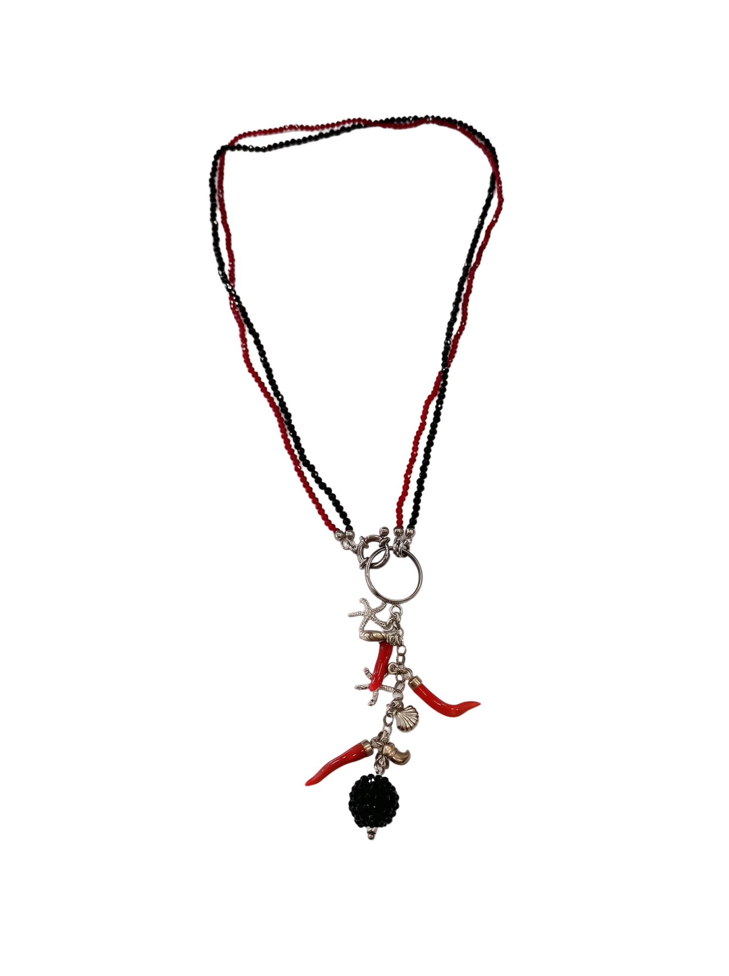 Collana Lucky Stone – Onice, Rubino e Ciondoli Portafortuna – Argento 925