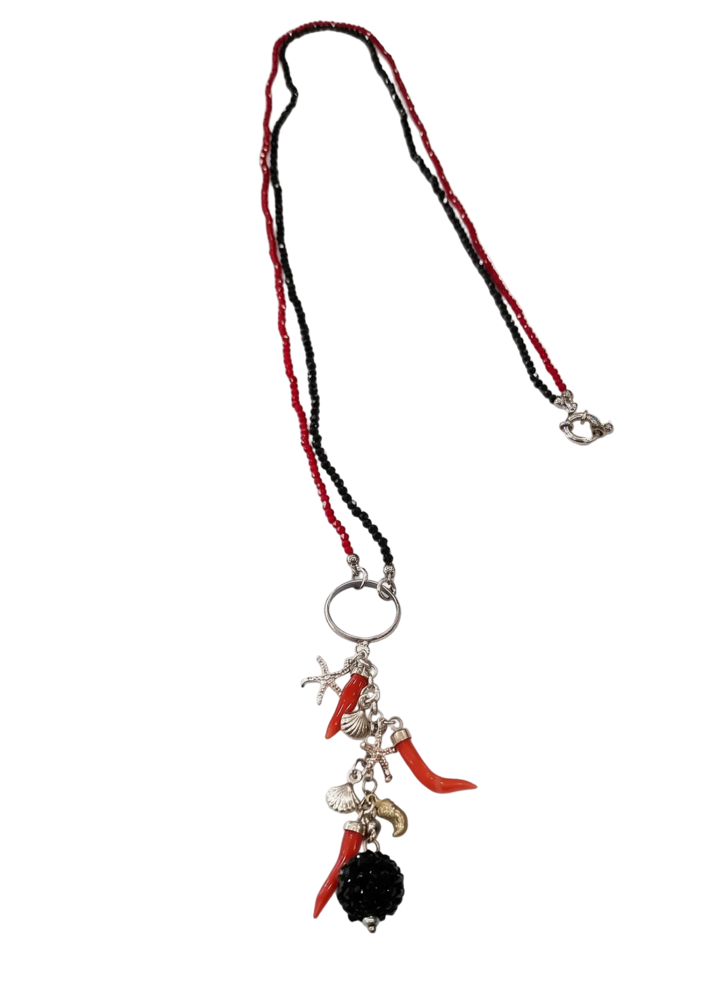 Collana Lucky Stone – Onice, Rubino e Ciondoli Portafortuna – Argento 925
