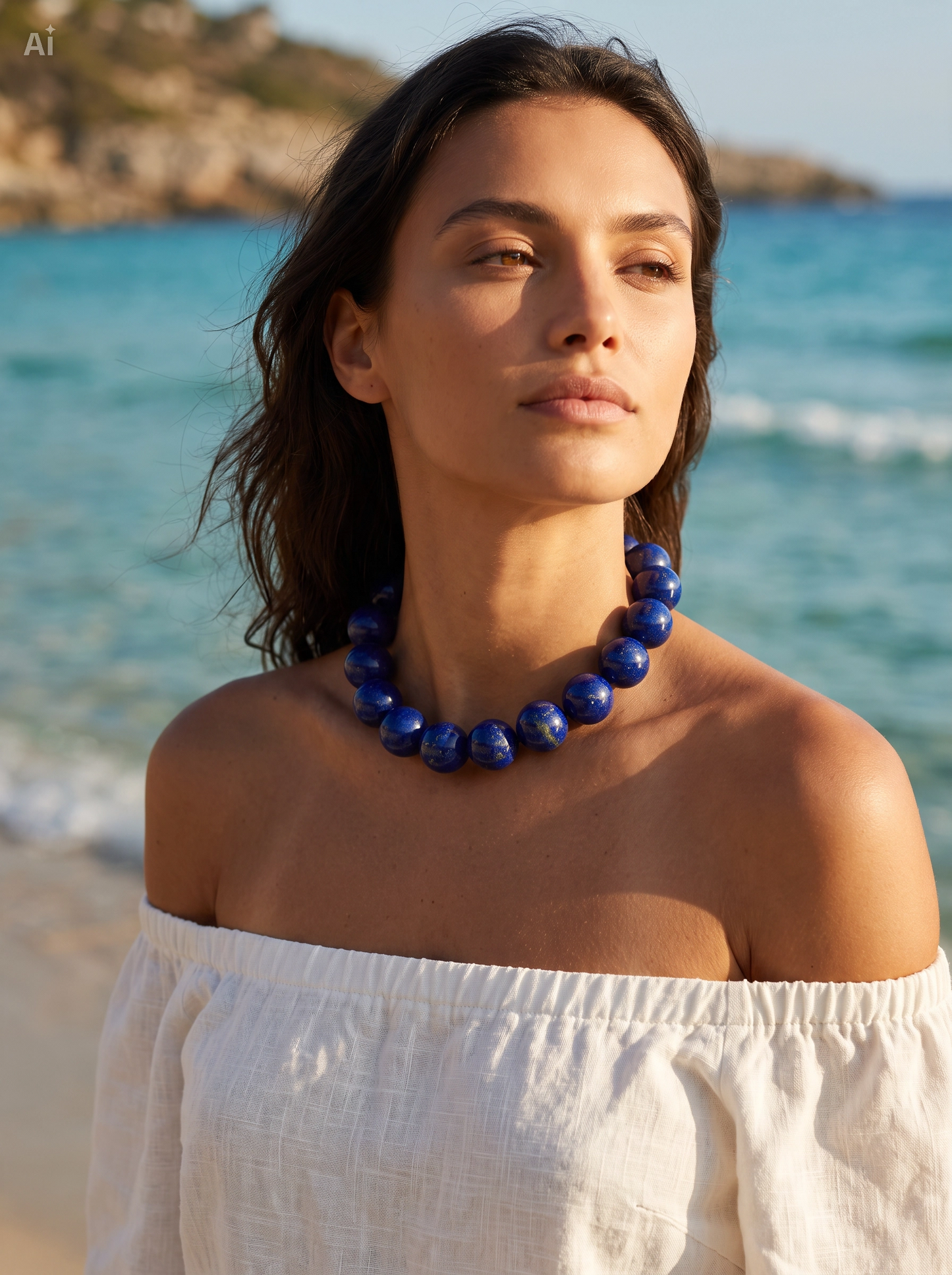 Collana in Lapis Lazuli – 20 mm – Chiusura in Argento 925 – Lunghezza 40 cm