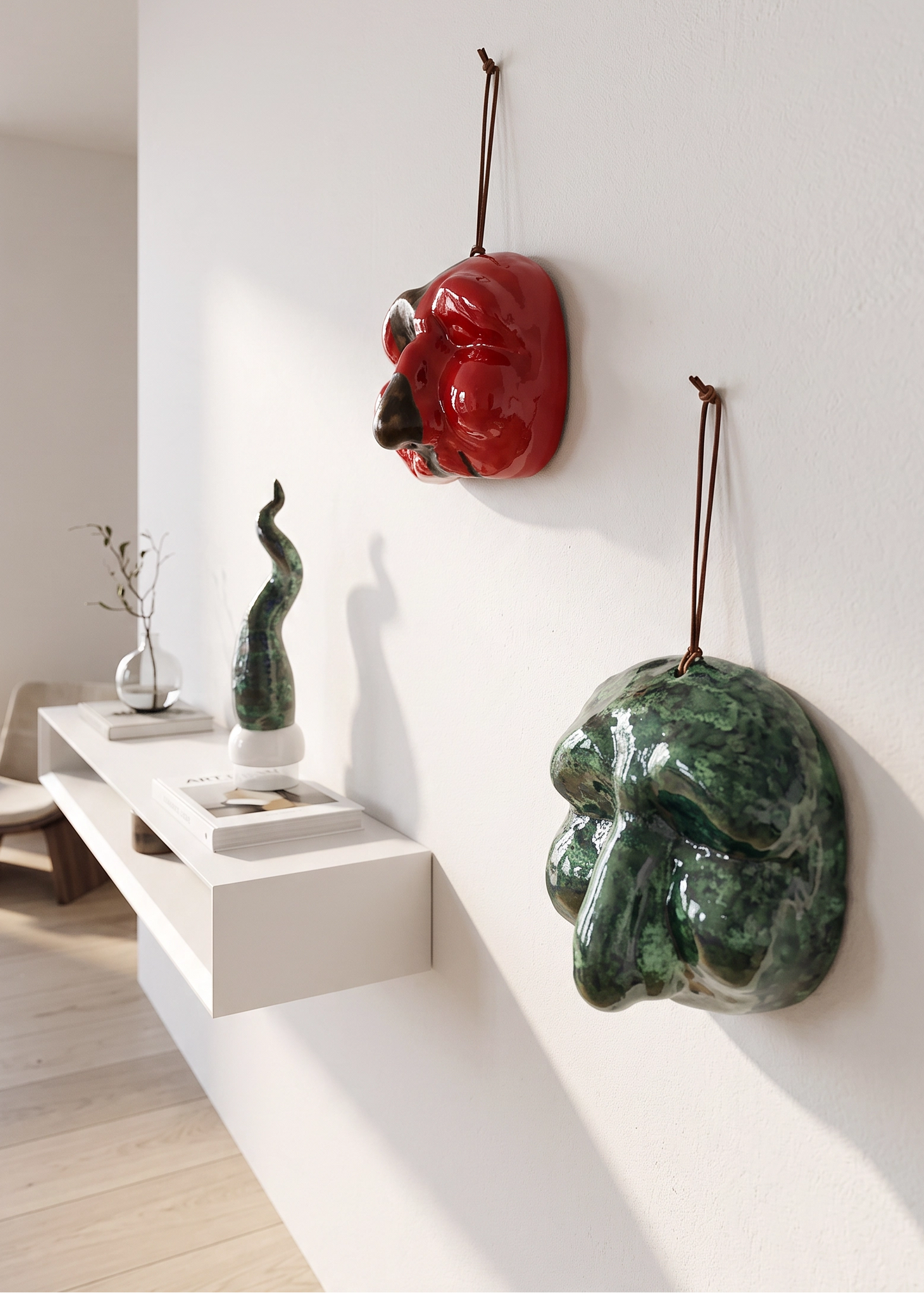 Maschera di Pulcinella – Ceramica verde petrolio | h.12