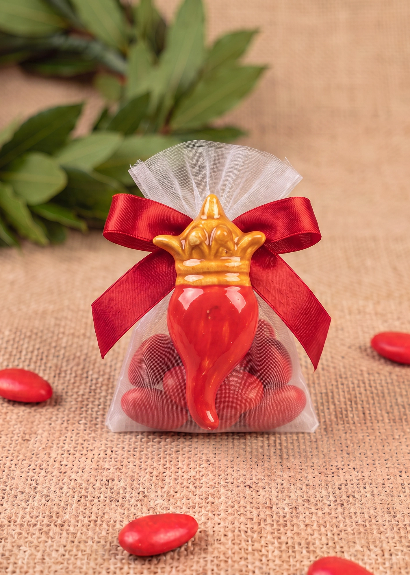 Corno in Ceramica Rossa h.10 con Corona Dorata – Tradizione, protezione e prestigio partenopeo