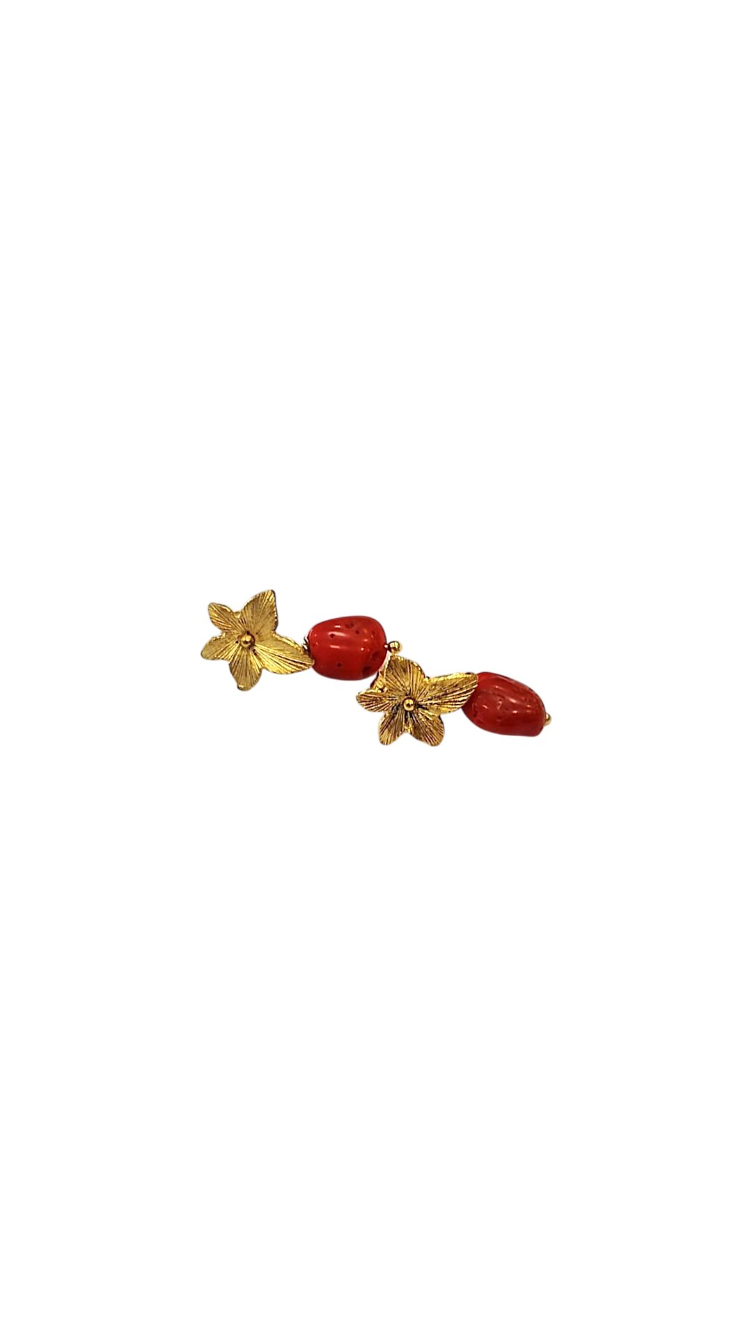 Orecchini Collezione Daphne in Argento 925 Dorato e Corallo Mediterraneo