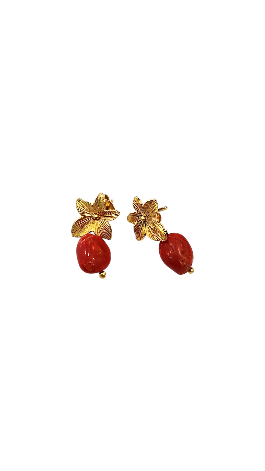 Orecchini Collezione Daphne in Argento 925 Dorato e Corallo Mediterraneo