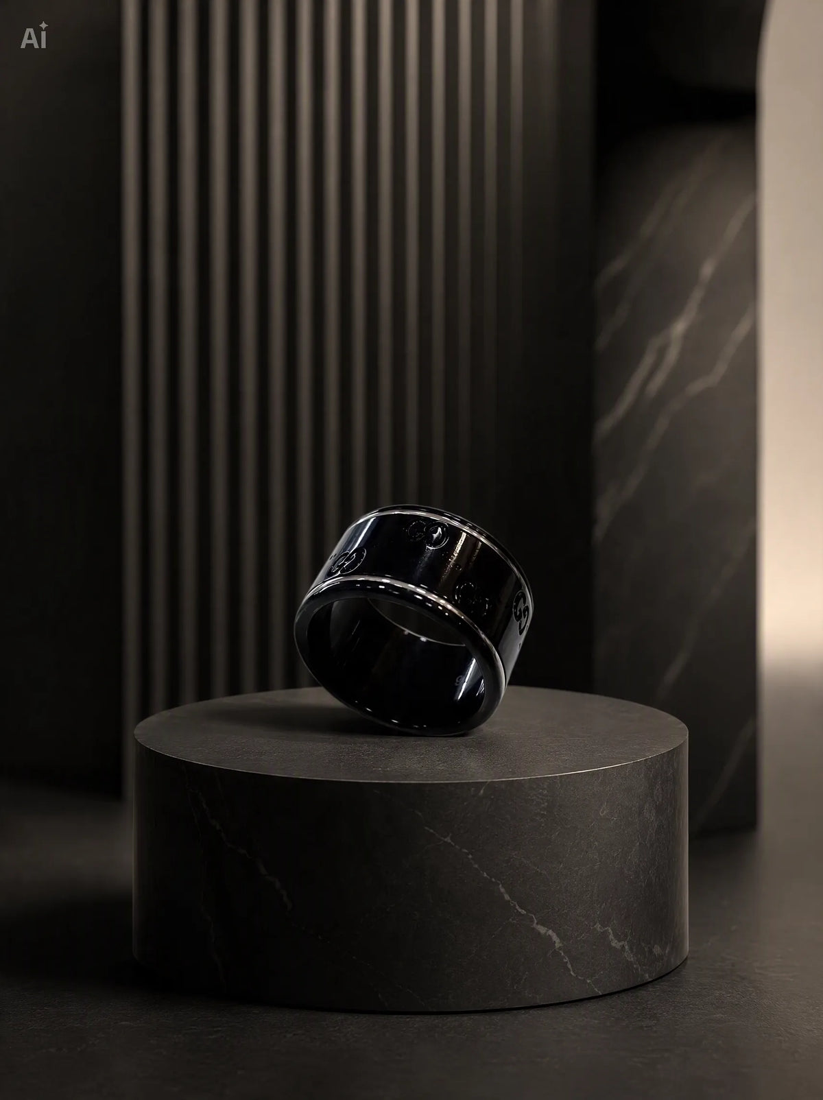 Anello Gucci Icon in oro 18k e ceramica nera