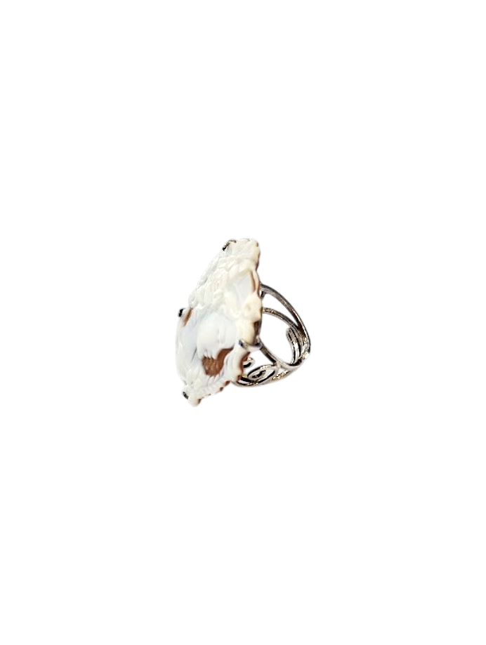 Anello in Cameo Sardonica Sfioccato – Argento 925, Incisione a Mano