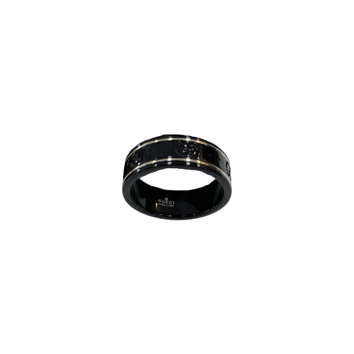 Anello Gucci Icon piccolo oro 18 kt e ceramica nera