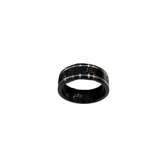 Anello Gucci Icon piccolo oro 18 kt e ceramica nera