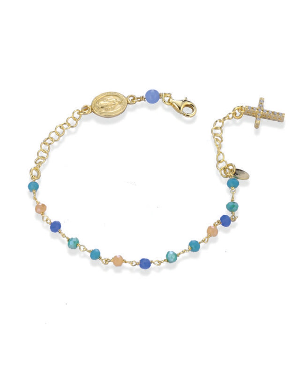 Ananda bracciale rosario in argento con zirconi multicolor e bianchi