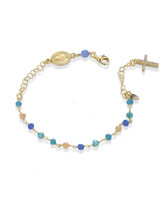 Ananda bracciale rosario in argento con zirconi multicolor e bianchi