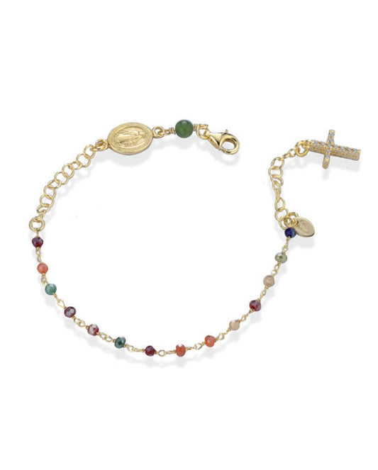 Ananda bracciale rosario in argento con zirconi multicolor e pietre bianche