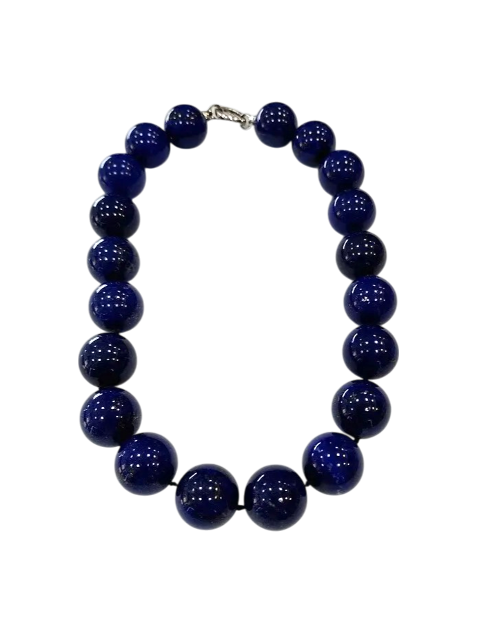 Collana in Lapis Lazuli – 20 mm – Chiusura in Argento 925 – Lunghezza 40 cm