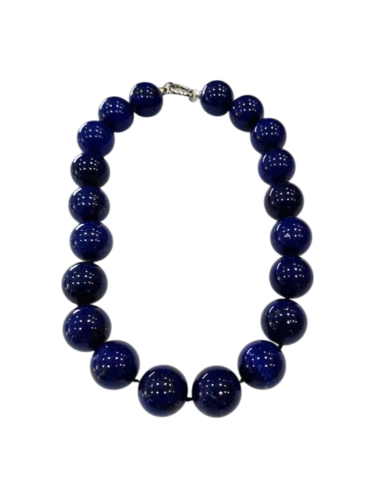 Collana in Lapis Lazuli – 20 mm – Chiusura in Argento 925 – Lunghezza 40 cm